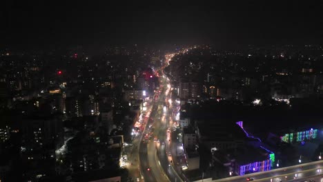 Rajkot-aerial-drone-view-moving-backwards-all-vehicles-are-visible