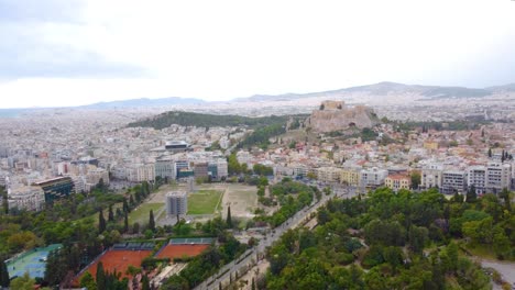 Acrópolis-De-Atenas-Y-Ciudad-Capital-De-Atenas,-Grecia