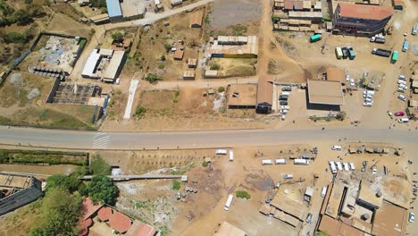 Birdseye-aerial-view-of-Loitokitok-kenya,-shanty-poor-neighborhood-of-Nairobi-suburbs,-Kenya