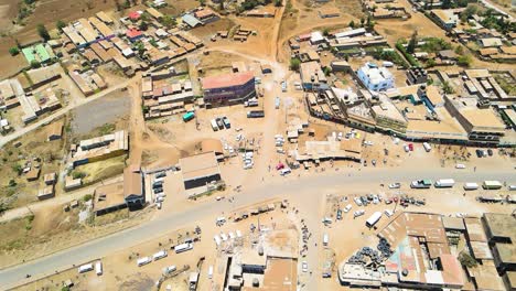 Birdseye-aerial-view-of-Loitokitok-kenya,-shanty-poor-neighborhood-of-Nairobi-suburbs,-Kenya