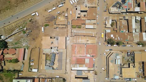 Birdseye-aerial-view-of-Loitokitok-kenya,-shanty-poor-neighborhood-of-Nairobi-suburbs,-Kenya