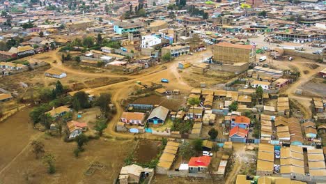 Birdseye-aerial-view-of-Loitokitok-kenya,-shanty-poor-neighborhood-of-Nairobi-suburbs,-Kenya