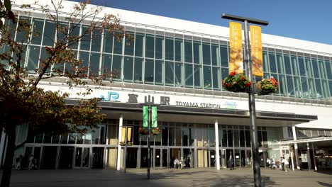 JR-West-Toyama-Station-entrance-on-a-sunny-day-in-Japan