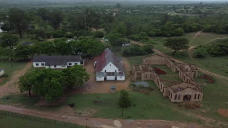 Drohnenvideo-Einer-Katholischen-Missionsschulkirche-In-Einem-Dorf-In-Midlands,-Simbabwe