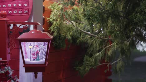 A-Festive-Christmas-Lamp-Suspended-in-the-Park-as-Part-of-the-Galati-National-Day-Celebration-in-Romania---Close-Up