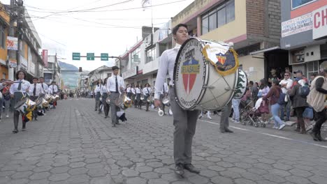 Drum-formation-band-march-town-Day-of-Independence-street-parade-slow-mo