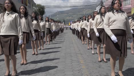 School-uniform-youths-marching-celebrate-town-independence-day-push-shot