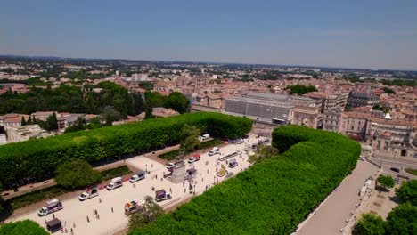 Aerial-view-of-city-as-people-for-gay-pride-rally-start-to-assemble