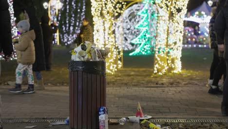 People-Relishing-the-Evening-Festivities-in-the-Park-as-Part-of-the-Galati-National-Day-Celebration-in-Romania---Medium-Shot