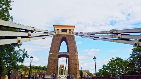 Clifton-Suspension-Bridge,-UK,-car-pov,-toll-bar-closing