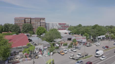 Daytime-Traffic-On-Busy-Street-In-The-City-Of-Galati-In-Romania-On-Sunny-Day