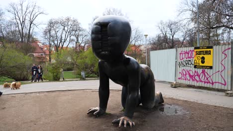 Crawling-Babies-in-the-Kampa-Park-Prague,-Czech-Republic