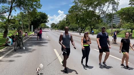 Domingo-Por-La-Tarde-En-La-Ciudad-Mientras-La-Gente-Hace-Ejercicio-Y-Disfruta-Del-Parque-Local