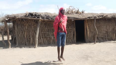 A-male-Massai-tribe-member-performs-a-traditional-jumping-dance-ritual