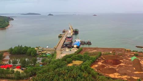 Sumitomo-Taganito-nickel-mining-port-in-Claver,-Philippines,-aerial-panorama