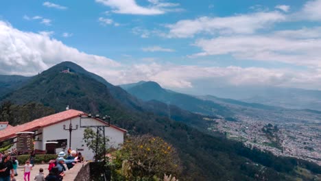 View-from-the-top-of-Monserrate-cable-car-of-the-mountains-that-surround-the-city-of-Bogotá,-Colombia