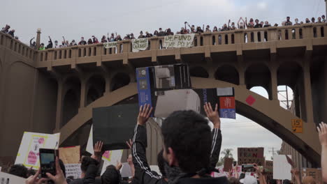 Protesters-take-over-bridge-in-North-Park,-San-Diego-during-protest-against-police-brutality