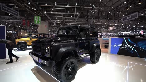 Geneva,-Switzerland---March-12th,-2019:-wide-shot-of-a-Jeep-Chelsea-Truck-C2,-Autosalon-Geneva-Motor-Show-2019,-Switzerland