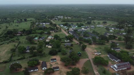 Drone-video-of-a-catholic-mission-village-in-Midlands,-Zimbabwe