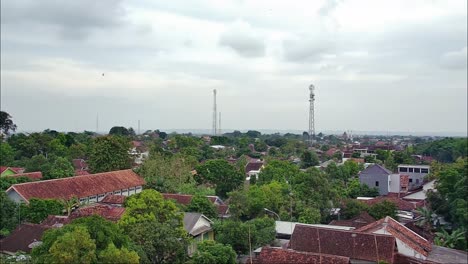 Drone-tilt-down-shot-of-Blora,-Central-Java,-Indonesia