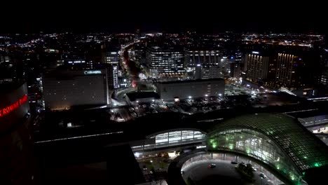 Major-railway-Kanazawa-Station-and-cityscape-at-night,-modern-Japanese-architecture