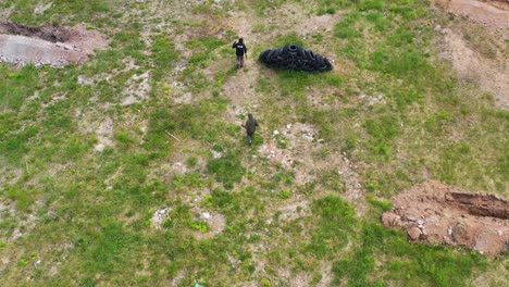 Flying-above-airsoft-players-return-to-base-position-after-unsuccessful-attack