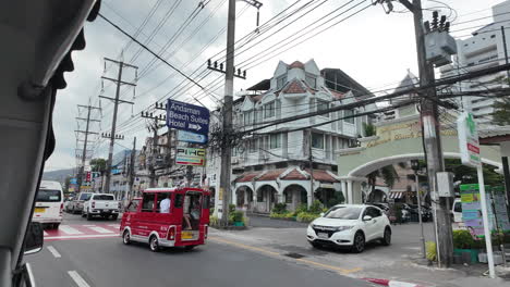 View-of-streets-and-traffic-from-a-Tuk-Tuk-in-Patong,-Phuket,-Thailand