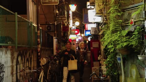 Slow-tilt-down-to-reveal-golden-gai-area-of-tokyo