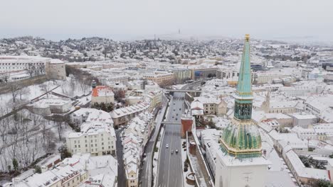 Aerial-drone-view-of-old-town,-St