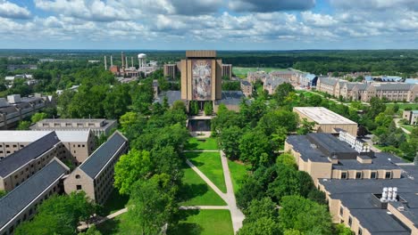 Word-of-Life-Mural-on-Hesburgh-Library,-at-University-of-Notre-Dame