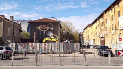 Midday-footage-of-a-Digger-doing-construction-work-on-Vasil-Aprilov-Blvd