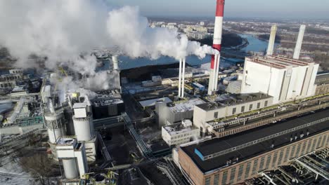 The-descending-drone-images-show-the-Vistula-river-with-the-heat-and-power-plant-of-Warsaw