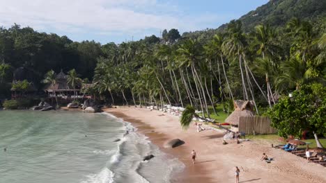 Aerial-View-Of-Sairee-Beach-With-Holiday-Makers-In-background