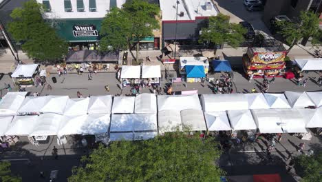 Wyandotte-Art-Fair-on-Biddle-Avenue-in-Michigan,-USA,-aerial-view