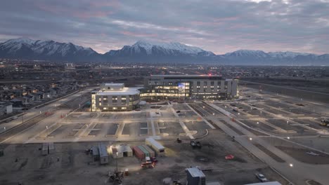 Primary-Children's-Hospital-at-sunrise---aerial-parallax