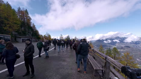 Standing-a-the-famous-Eagle's-Nest,-Nazi-Germany-site,-overlooking-the-rugged-mountains