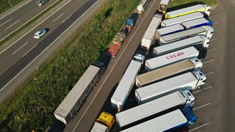 Germany,-2020---Aerial-top-down-view-over-a-high-way-parking-lot