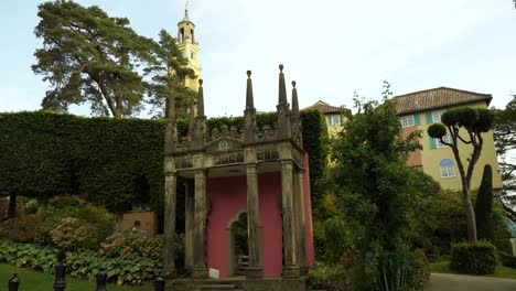 View-Of-Portmeirion,-An-Italian-Style-Tourist-Village-On-The-Coast-Of-North-Wales