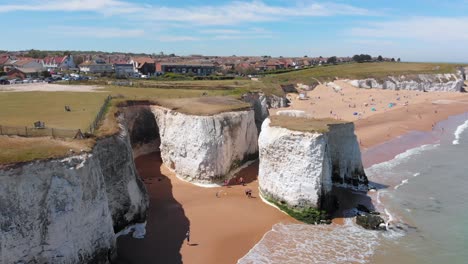 Close-Aerial-Orbit-of-Chalk-Stacks-and-Coastline-at-Botany-Bay-Beach