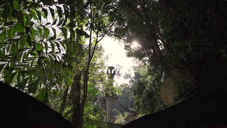 Las-Pozas-Edward-James-Garden,-Concrete-Sculptures-in-Lush-of-Subtropical-Jungle-in-Xilitla,-Mexico,-Full-Frame