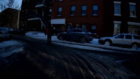 Hiperlapso-Pov-A-Través-De-Caminos-Helados-De-Ile-De-Montreal-Durante-El-Invierno-En-Un-Día-Soleado