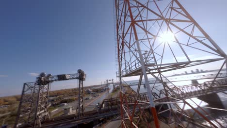 FPV-Acrobatic-Manoeuvres-Climbing-Up-Cable-Tower-Beside-Victoria-Bridge-In-Montreal