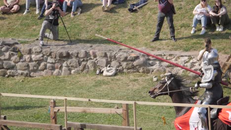 Knights-with-horses-jousting,-slow-motion