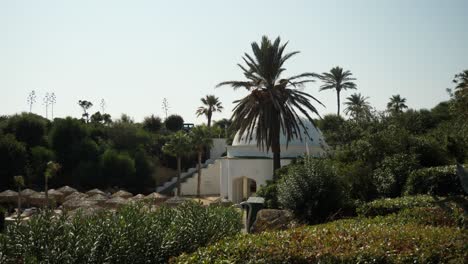 Edificio-De-Cúpula-Blanca-Rodeado-De-árboles-Y-Arbustos-En-Kallithea-Springs