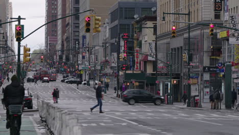 Long-shot-of-usually-busy-avenue-during-covid-19-in-NYC