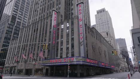 Radio-City-hall-Building-during-Coronavirus-outbreak-in-slow-motion