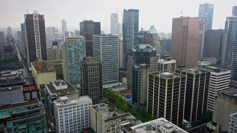 Rooftop-View-of-Vancouver-City-Downtown-District-in-Canada,-Urban-Cityscape