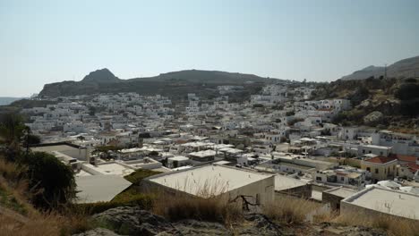 Vista-De-Las-Casas-Blancas-De-Lindos,-Primera-Parte