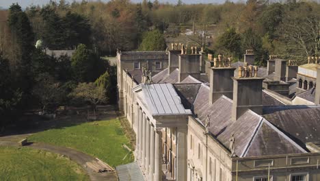 Rotating-aerial-around-to-the-front-and-the-atrium-of-the-glynllifon-estate