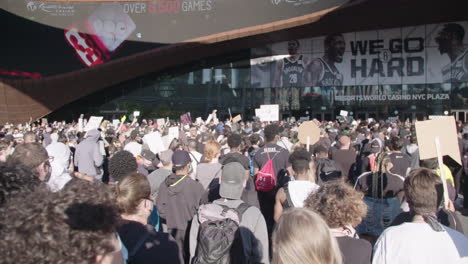 Large-crowd-protesting-in-front-of-Barclays-Center-during-BLM-Protests-In-downtown-Brooklyn